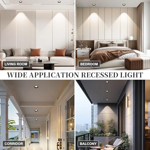 3 Inch LED Recessed Lights, Waterproof, Dimmable, 3CCT, CRI98 Ceiling Light - color: Black-Gray, size: 3 Inch-2 Pack