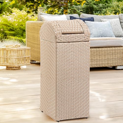 happimess Darla 13 Gal Outdoor Trash Can Swing Top, Light Pink/White - color: Light Pink/White, size: 13 Gallons