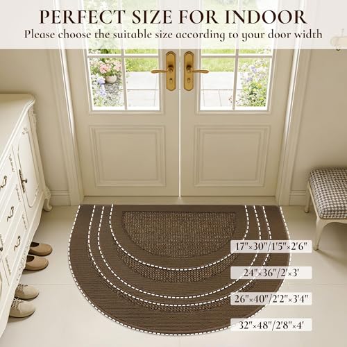 Dirt Trapper Door Mats 26" x 40", Non-Slip & Washable, Brown - color: Brown, size: 26" X 40" (Semicircular)