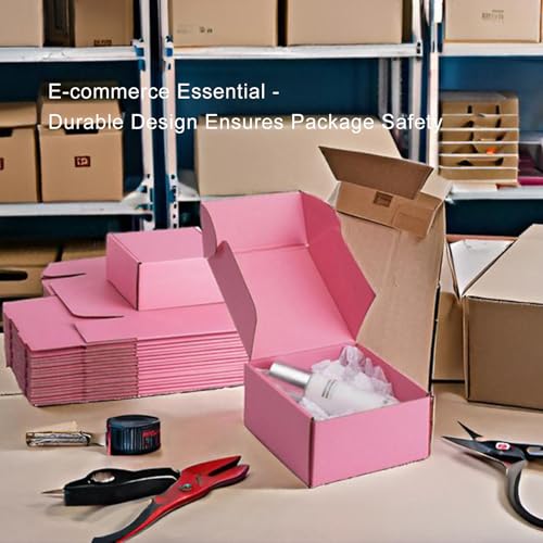 6x6x3 inch Pink Shipping Boxes for Small Business- Set of 25 - color: Pink, size: 6x6x3