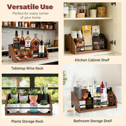 Rustic Wooden Countertop Organizer - color: 2-tier Brown