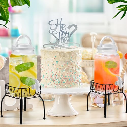 Tanlade 2 Pcs Plastic Drink Dispenser with Metal Stand 1 Gallon, White - color: White