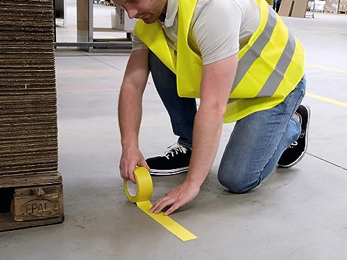 Durable DURALINE Floor Marking Tape - Self-Adhesive Temporary Marking Tape - 33 Metre Roll - Quick & Easy Application - Perfect for Temporary Marking - Yellow - color: yellow