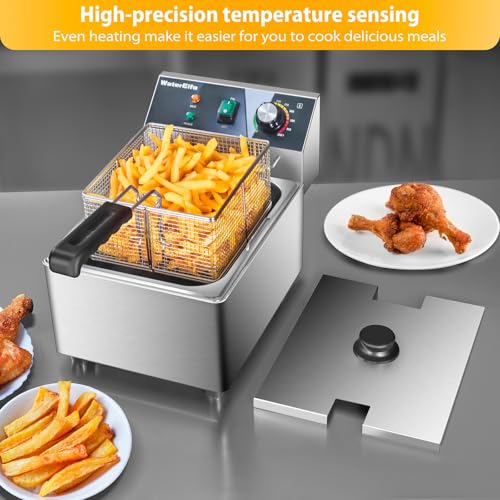 WaterElfo Electric Deep Fryer Commercial Deep Fryer With Basket 1800W Pounds Troperature Control and Timer Large capacity fryers for home use outdoor (9L 1800W) - size: 9L 1800W