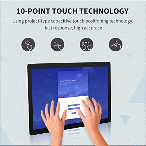 18.5 inch Capacitive Multi-Touch Screen Industrial Monitor, 16:9 Display 1920 x 1080P, Built-in Speakers, VGA, DVI & HD-MI Monitor for PC, POS, Small Business, Restaurant - size: 18.5-inch