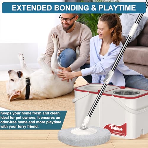 RinseWise Large Gen 1 Mop Bucket Set, Clean/Dirty Water Separation, Red - size: Large Gen 1- White/Red+6 Mop Heads
