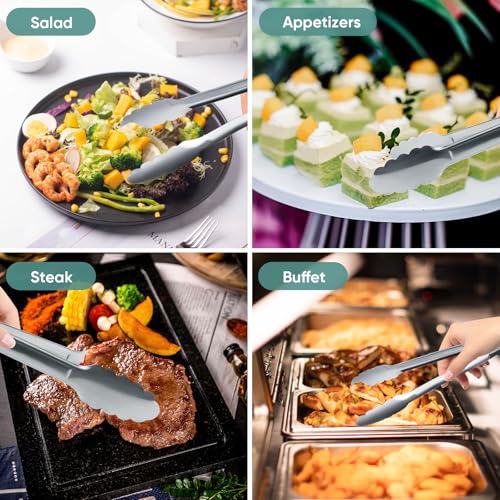 12 Pack Buffet Tongs Serving Tongs Stainless steel Kitchen Tongs 7inch - color: Silver, size: 7inch