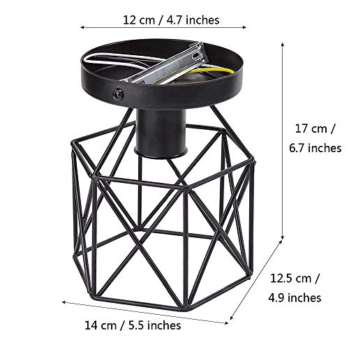Semi Flush Mount Ceiling Light E26 E27 Retro Black Industrial Ceiling Light Fixture for Kitchen, Hallway, Porch, Stairway,Bedroom Farmhouse Lighting(2 Pack)