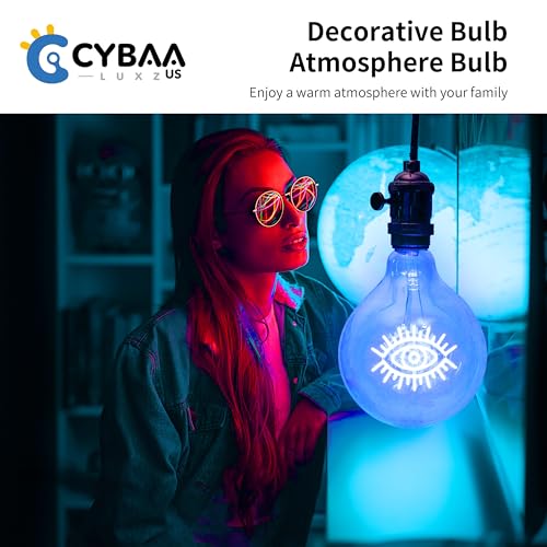 2W LED Decorative Light Bulb,Happy Signed Bulb,Design Light Bulbs,Filament Bulb,Globe Led Light Bulbs,Soothing Light Bulbs,G125 120V - color: Eye-up