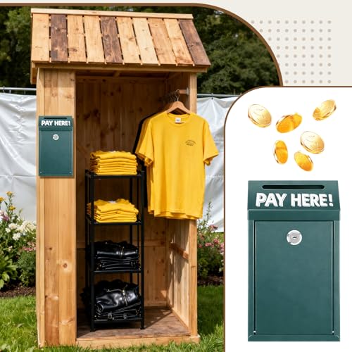 Cash Money Box with Slot – 10.2In Metal Donation Box with Lock for Cash Deposit,Wall Mounted Money Drop with Lock and Slot for Home/Farm/Office/Outdoors(Green) - color: Green