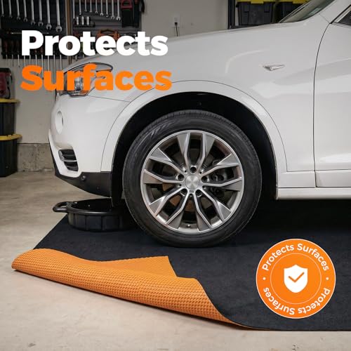 Heavy Duty Oil Spill Mat 64"X64", 1/4" Thick Garage Floor Mat for Under Car - color: Black, size: 64"L x 64"W x 0.3"Th (Rectangular)