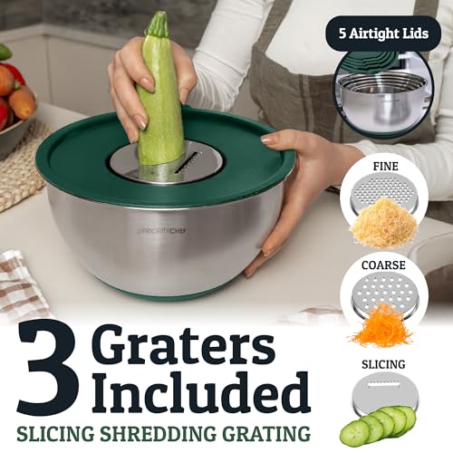 28pc Stainless Steel Mixing Bowls with Lids Set, 1.5-5 Qt, Green - color: Utensils - Green