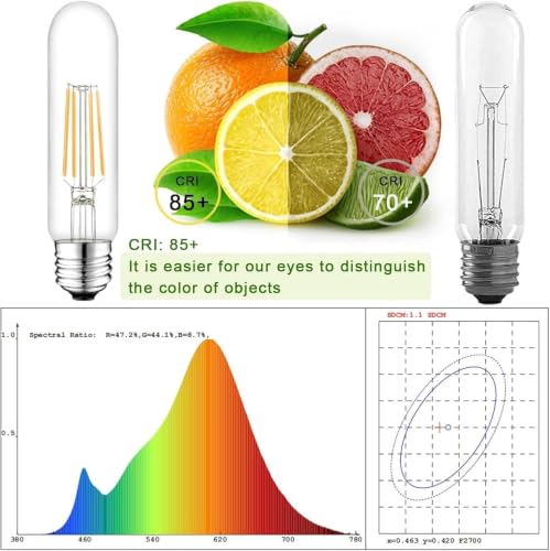 5 Inch Edison Bulb, 5000K Daylight White E26 Led Bulb 6W Dimmable, 800LM T10 T9 Bulb Clear Glass Tubular Light Bulbs, AC 120V Equal 80 Watt Bulbs for Chandelier Pendant Wall Light - 9Pack - size: 5 Inch 6W (9 Count)