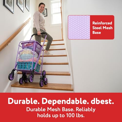 dbest Products Stair Climber Cruiser Cart Shopping Grocery Rolling Folding Laundry Basket on Wheels Foldable Utility Trolley Compact Lightweight Collapsible, Purple - color: Purple, style: Stair Climber