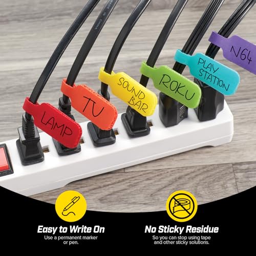Wrap-It Storage - Cable Labels, Medium, Multi-Color (30-Pack) Write On Cord Tags for Wire Management and Identification - color: Assorted Colors, size: Medium