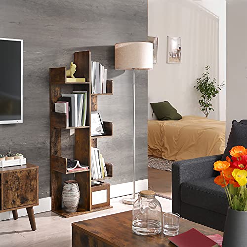 VASAGLE 8-Tier Bookcase, Open Storage, 19.7 x 9.8 x 55.1 Inches - color: Rustic Brown, style: 4-Tier (19.7"W)