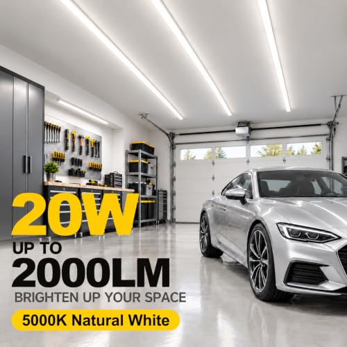LightingWill T5 LED Shop Light, 4FT, Natural White 4000K, 20W, Linkable Integrated Fixture for Utility LED Ceiling and Under Cabinet Lighting, Corded Electric with Built-in ON/Off Switch, 10 Pack - color: Natural White, size: 4FT-10Pack