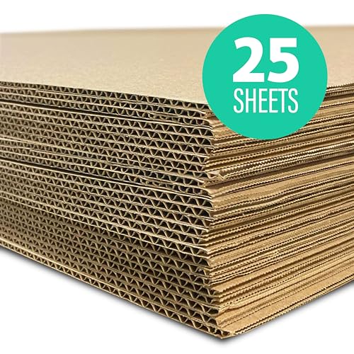 Flipside Products 32" x 40" Kraft Two Sided (C-Flute) Corrugated Project Sheets, Cardboard Sheets, Flat Packing Inserts, Crafts, Pads Packing, Brown, Pack of 25 - size: 25 Pack, style: C-Flute