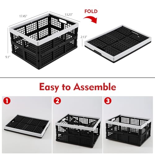 2-Pack 34 L Plastic Collapsible Storage Crates, Stackable Basket Bin - size: 34 liter