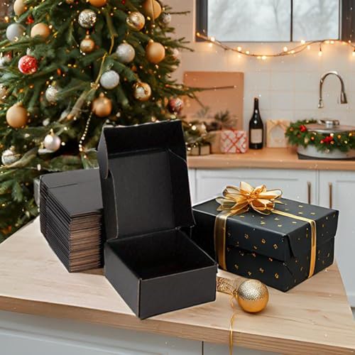 8x8x4 Black Shipping Boxes for Small Business, Packing, 25 Pack - color: Black, size: 8x8x4 inch