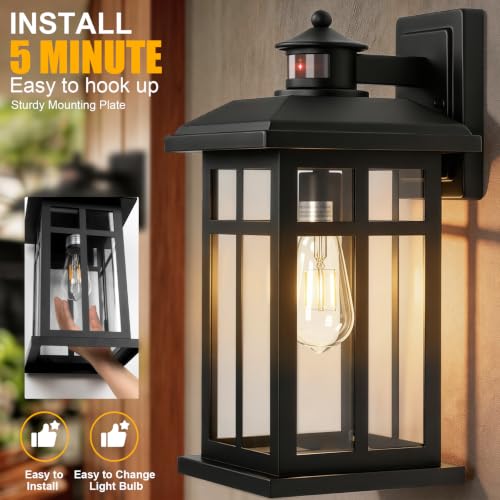 Brilvibera 16" Black Motion Sensor Wall Sconce Light for House - color: Black, size: 16 inches