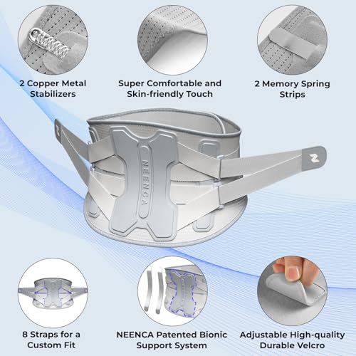 NEENCA Back Brace For Lower Back Pain Relief, Back Support Brace Men Women - color: Gray-Single, size: X-Large