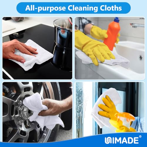UNIMADE Microfiber Cleaning Cloth, 20 Pack Reusable Microfiber Towels - color: White, size: 20 Pack