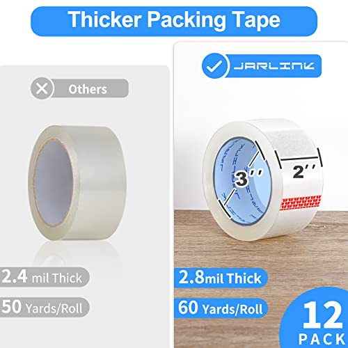 JARLINK 18 Rolls Clear Packing Tape, Heavy Duty Packaging Tape (Pack of 2) - size: 18 Rolls (2.8mil / 60 yd) (Pack of 2)
