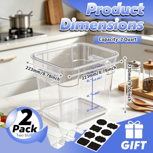 2 Pack 8QT Commercial Clear Food Storage Containers with Lid, NSF - color: Blue, size: 8Qt-2 Pack