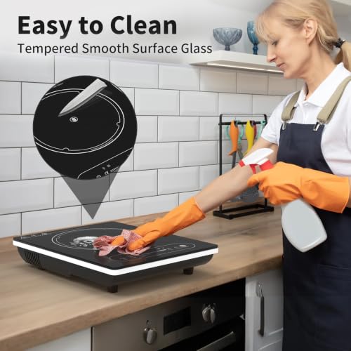 VBGK Single Burner Electric Cooktop,110V 1800W Electric Stove Top with LED Touch Control,8 Power Levels, 4H Timer, Safety Lock,portable single burner cooktop Overheat protection - size: single electric burner