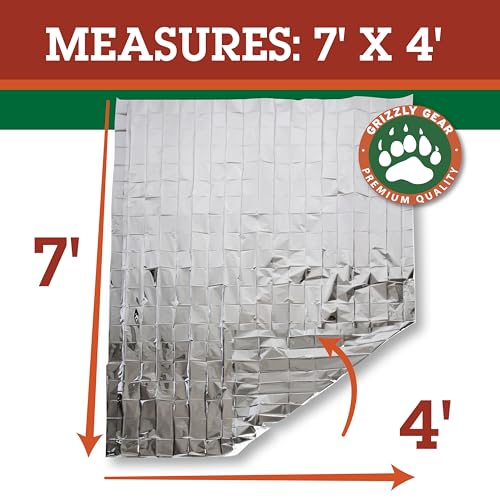 Grizzly Gear Emergency Mylar Thermal Blankets (12 Pack) Survival Kit - size: 12-Pack
