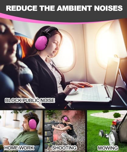 ZOHAN 019 Noise Cancelling Headphones for Adult - NRR 28dB Hearing Protection for Working, Shooting, Mowing, Autism - color: 1 Pack-pink