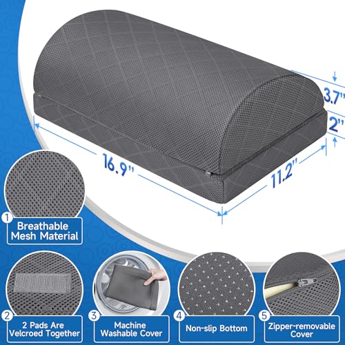 CushZone Foot Rest for Under Desk at Work, Grey-16.9 in - color: Grey, size: Large