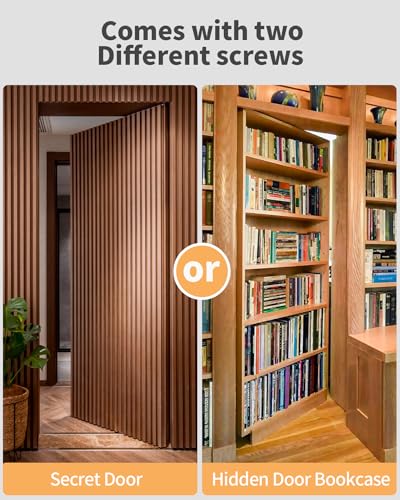 Heavy Duty Pivot Hinge for Wood Door with 360 Degree Rotation,Ideal for Hidden Bookcase Doors and Secret Doors,Invisible Pivot Door Hardware for Bookshelf.