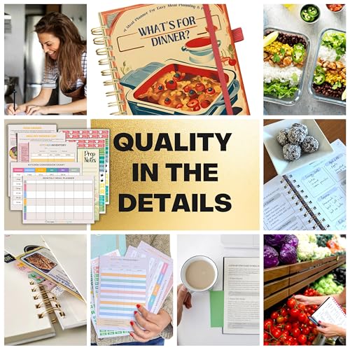 Life & Apples Weekly Meal Planner Notebook with Grocery List, Retro - color: Retro