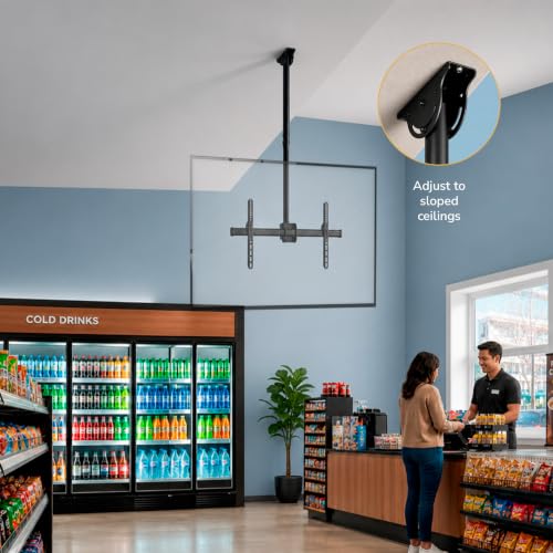 Mount-It! Ceiling TV Mount for 32-75 Inch TVs, Telescoping Pole 41.7-61.7 in, Tilt Swivel 360, VESA 600x400, 110 lb Capacity, Alloy Steel (MI-509L), Black - color: Black, size: 5 Feet