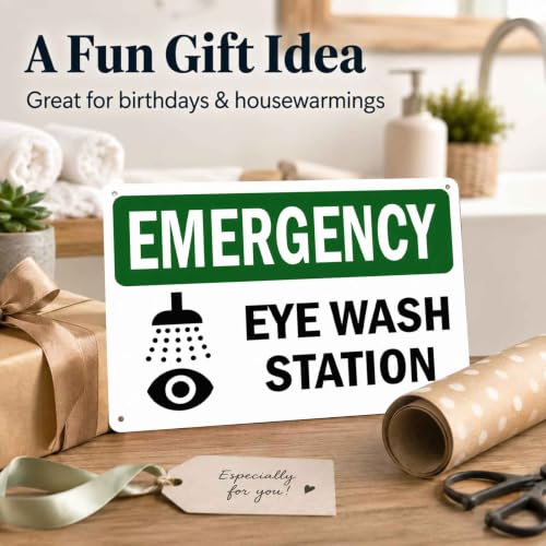 Emergency Eye Wash Station Metal Sign 8 x 12 Inch