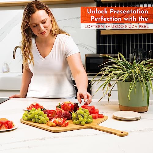 Wooden Pizza Peel 16 Inch Board with Engraved Sizes - Multi-Purpose Bamboo Pizza Cutting Board, Wood Pizza Peel, Pizza Spatula Paddle, and Serving Board with Size and Cutting Guide - color: Natural(16 inch)