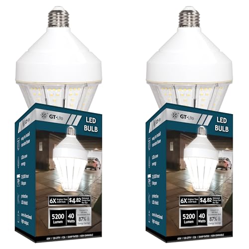 GT-Lite 2 Pack 10400 Lumen LED Corn Cob Light Bulb, Uses 40W - size: 2 Pack, style: 5200 Lumen