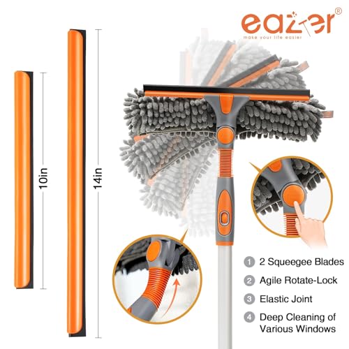 Eazer 65'' Squeegee Window Cleaner 2 in 1 Rotatable Window Cleaning Tool Kit with Telescopic Pole, Window Washing Equipment with Bendable Head for Indoor/Outdoor Window and Car Glass - EAW01 Pro - size: 65inch