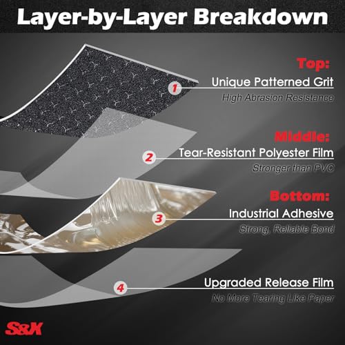 S&X Anti Slip Tape 6in x 60ft Grip Tape for Stairs & Floors, Patterned - size: 6" x 60'