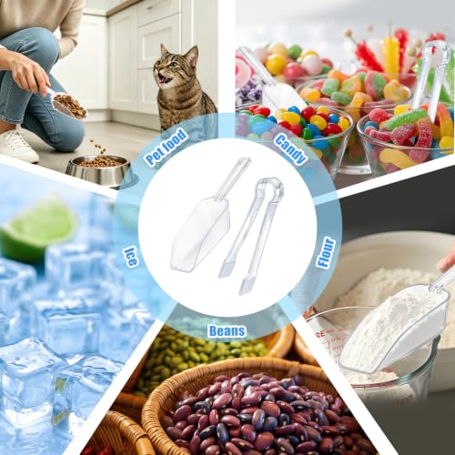 12 Pcs Plastic Ice Tongs and Scoops, Candy Scoops for Buffet, Clear - color: Clear