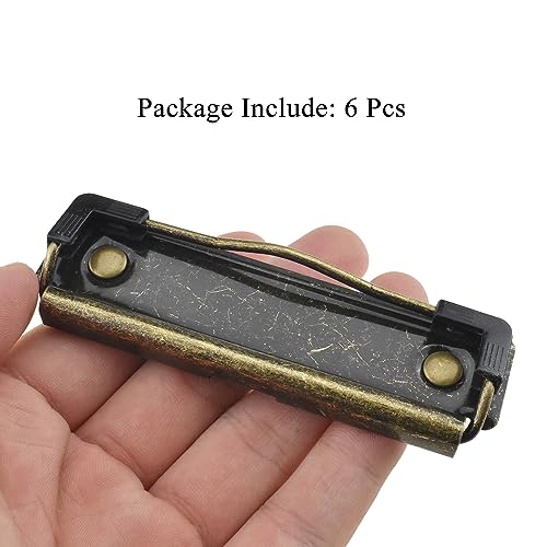 HAHIYO 3.94 Inches Vintage Bronze Metal Mountable Clipboard Clips - 6 Pack, Durable Spring Loaded Clip with Rubber Grips and Rivets Document File Wood Plastic Clip Board for Office School Home - style: Bronze-3.94in-6p