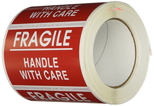 TapeCase Shipping Packing Labels"Fragile/Handle with Care", Red/White - 500 per Pack (1 Pack) - style: SHIPLBL-037