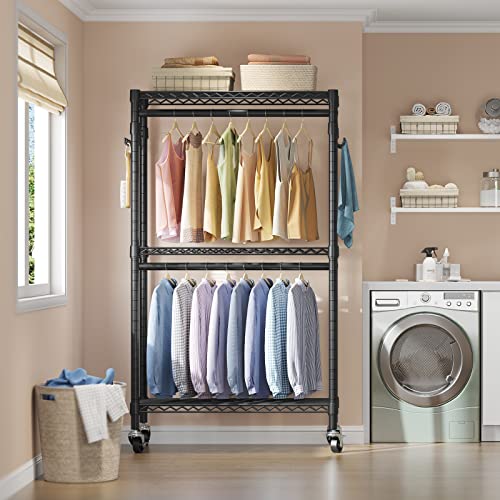 VIPEK R2 Medium Clothes Rack for Hanging Clothes Rolling Portable Closet - color: Black, size: R2 Medium
