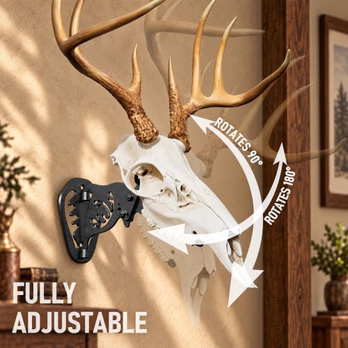 MSSOHKAN European Mount Skull Hanger – Adjustable Deer Skull Mount Wall Bracket, Antler Style Trophy Display for Antelope, Hog, Bear – Heavy-Duty Steel - color: Black