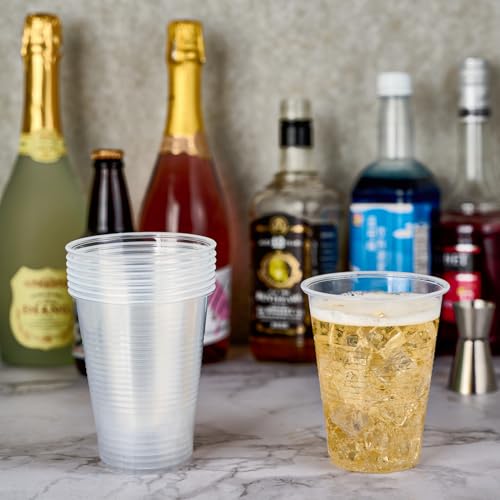 Turbo Bee 16 oz Clear Plastic Cups, 300 Count Disposable Party Cups for Beer, Soda & Iced Drinks, Bulk Cups for Barbecues & Large Gatherings - size: 16oz