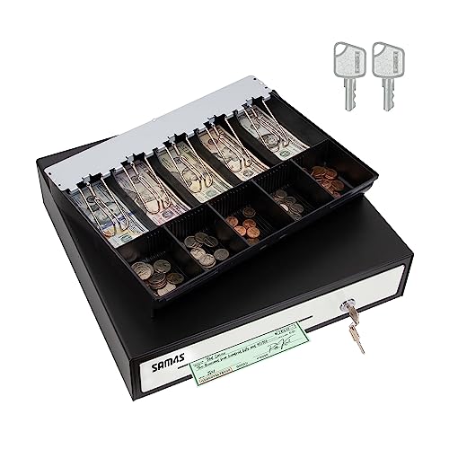 SAM4s 16" Heavy Duty Black Manual Push Open Cash Drawer with 5Bill/5Coin Stainless Steel - size: 02. PUSH