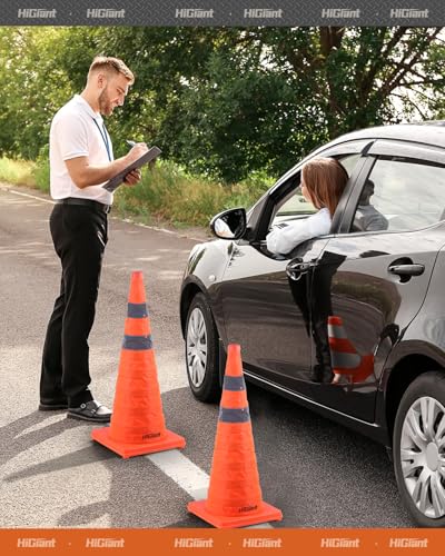 HiGiant 4 Pack 28" Collapsible Traffic Safety Cones, Orange Cones - size: 28inch