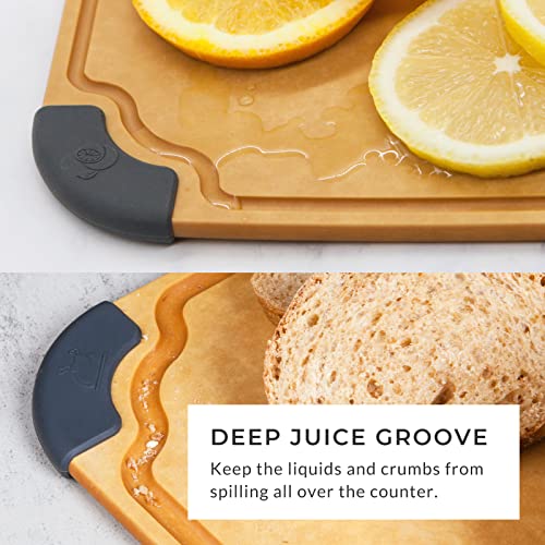 Elihome Essential Series Wood Fiber Cutting Board for Kitchen, Knife Friendly, Dishwasher Safe, Non-Slip Feet, Juice Groove, Reversible, Non-Porous, Eco Friendly, 10"x 7" SMALL - style: S-10" x 7"
